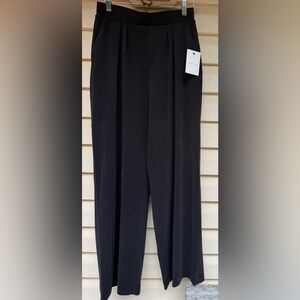 LeZe The Label Black/Wet Asphalt Wide Leg Pull-Up Pants, Elastic Waist, NWT, S